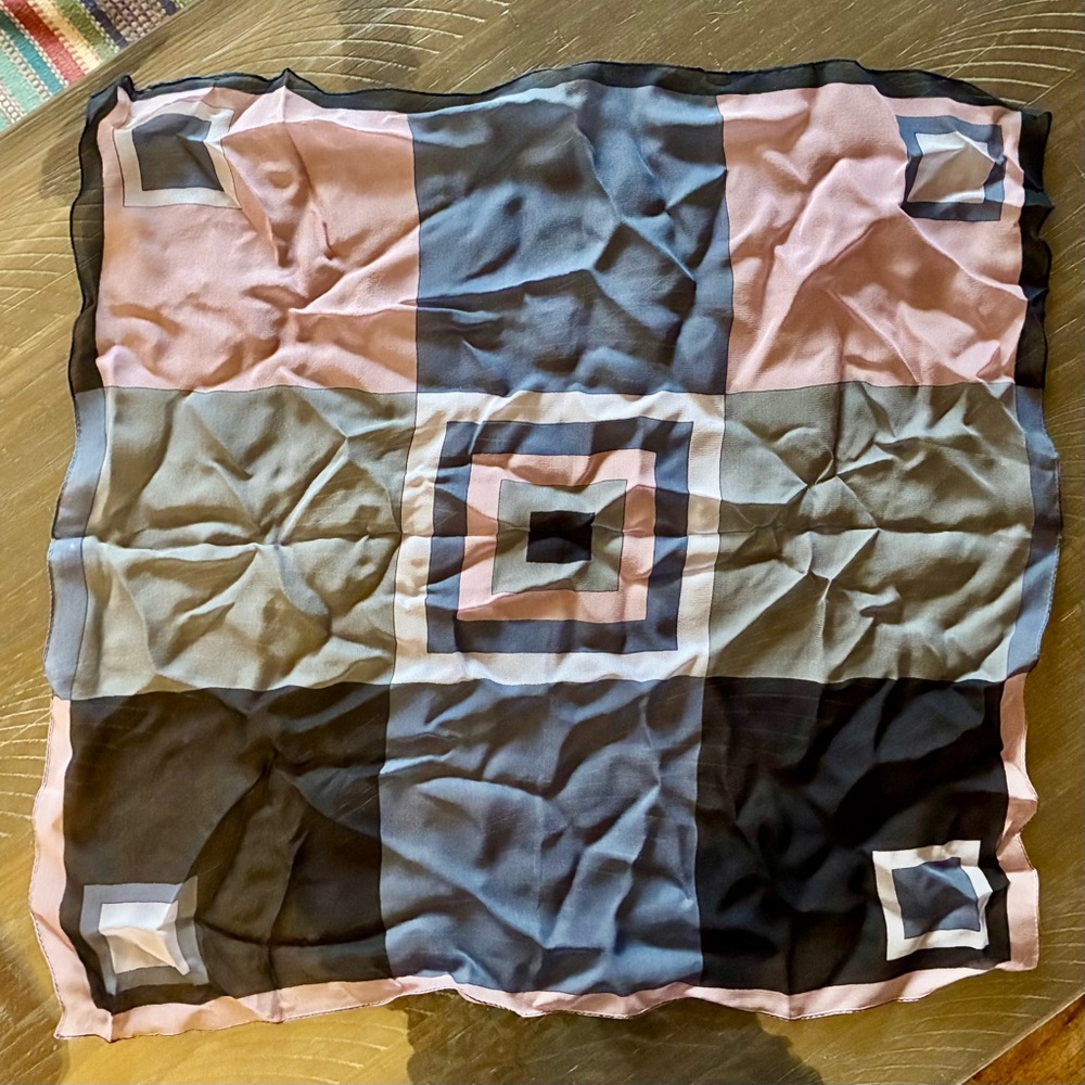 Petite Sophisticate Pink and Black Square Scarf